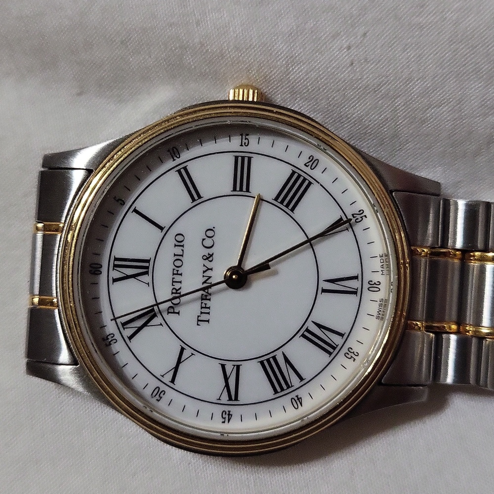 Tiffany & Co. Men's Portfolio 18k gold plated & stainless steel Watch, 33 …